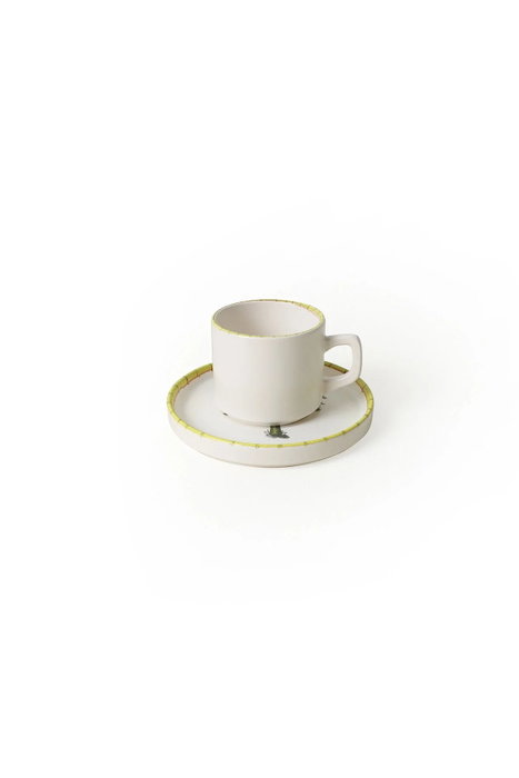Hermia Juego de tazas de té de 12 piezas en Blanco, Verde y Amarillo